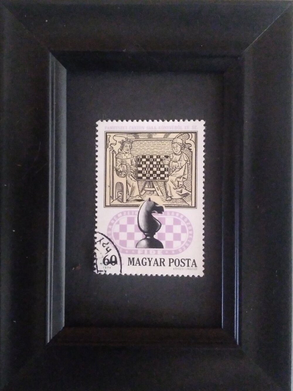 Framed Collectible International Postage Stamp - Chess Tournament